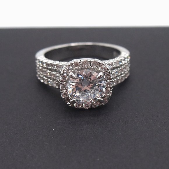 Ladies 2.50ctw Halo Bridal Diamond Ring, 18K White Gold - Picture 8 of 15